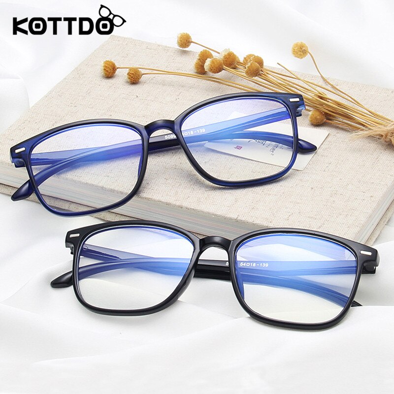 KOTTDO Square Plastic Glasses Frames Women Men Clear Transparent Computer Black Eyeglasses Frames Vintage Retro Optical Eyewear
