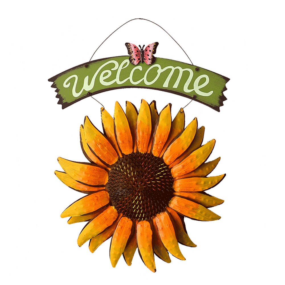 Tuin Thema Vintage Metalen Zonnebloem Welkom Teken Voor Front Deur Opknoping Welkom Muur Plaque Huis Tuin Ornament Cozy: Default Title