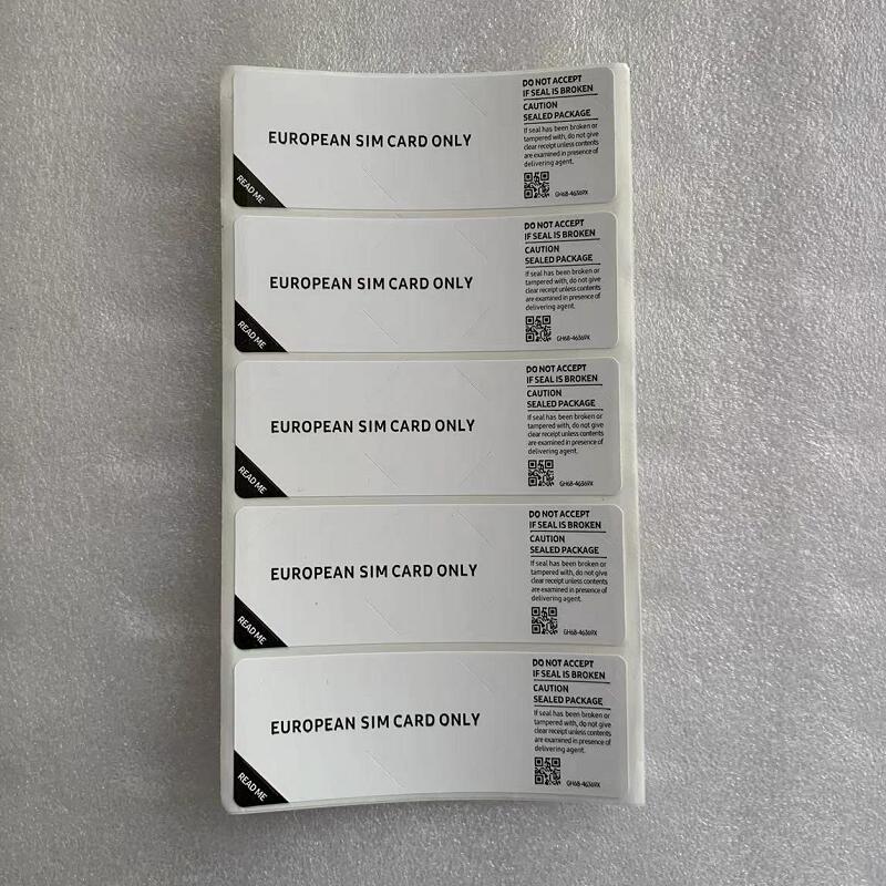 100 pçs/lote 5.2X3.0 3.5X4.7 CM Etiqueta Selo Adesivo Para Sam LG Telefone S20 S21 S22 Nota 20 tira da selagem da caixa do Pacote Navio Livre: Sam Euro White