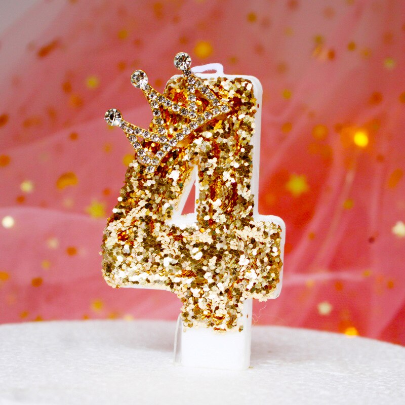 Rhinestone Golden Gradient Candle Birthday Party Wedding Anniversary Mother's Day Cake Topper Decoration