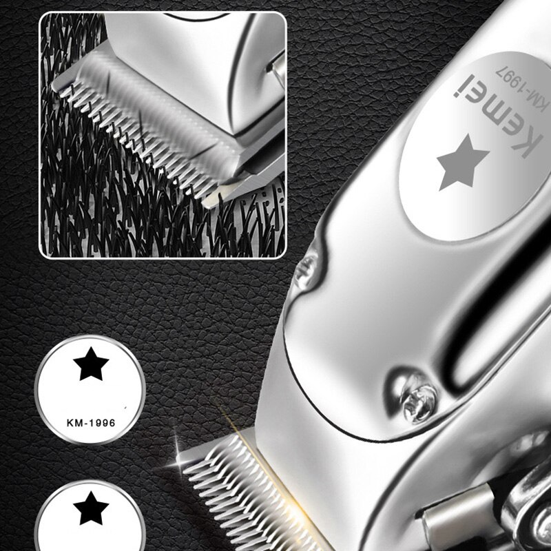 Kemei All-metal Hair Clipper Electric Cordless Hair Trimmer for Men Hair Cutter Hair Cutting Machine Barber KM-1996