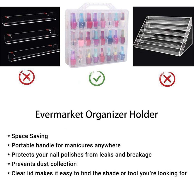 Soporte organizador de esmalte de uñas, organizador Universal portátil de doble cara transparente y estuche de almacenamiento de hilo para 48 botellas, ajustable