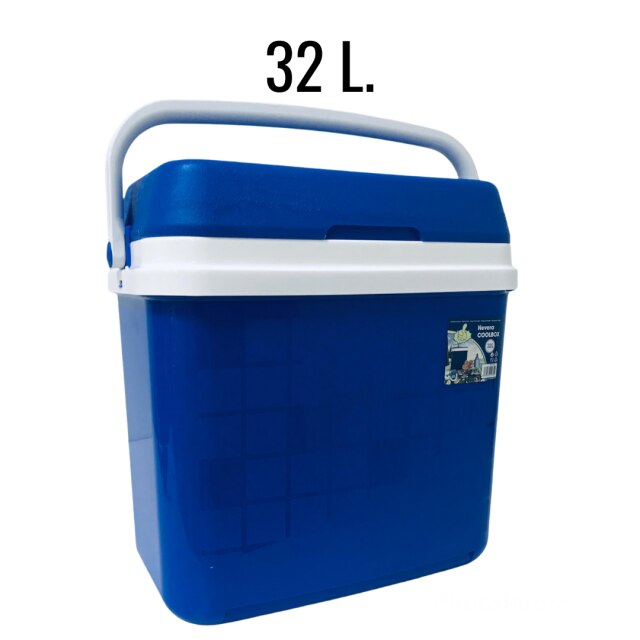 KROWN - Nevera Portátil Térmica, Azul y Blanco, Polipropileno, Ideal Para Actividades al Aire Libre en el Jardín, Camping, Barbacoas, Pícnic, Playa. Capacidad - 10 Litros / 16 Litros / 25 Litros / 32 Litros: Nevera 32L Azul