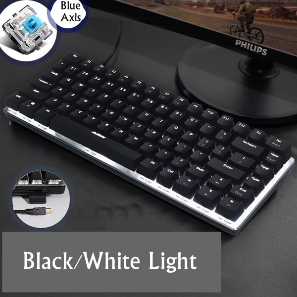 Ajazz AK33 82 clé alliage panneau USB filaire rétro-éclairage mécanique jeu clavier bleu/noir axe avec câble détachable: Option 13