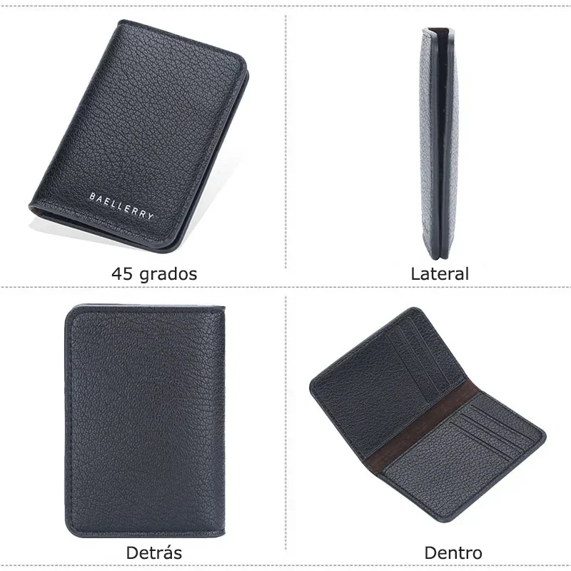 Práctica cartera plegable para hombre, tarjetero de cuero suave, Mini tarjeteros, billeteras, tarjetero fino, bolsos pequeños para mujeres y hombres