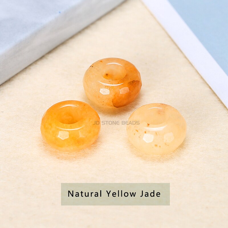 10 pz/lotto sfaccettato naturale grande foro agata perline abaco pietra naturale dimensioni 13x7mm per la creazione di gioielli collana foro 6mm all'ingrosso: Natural Yellow Jade