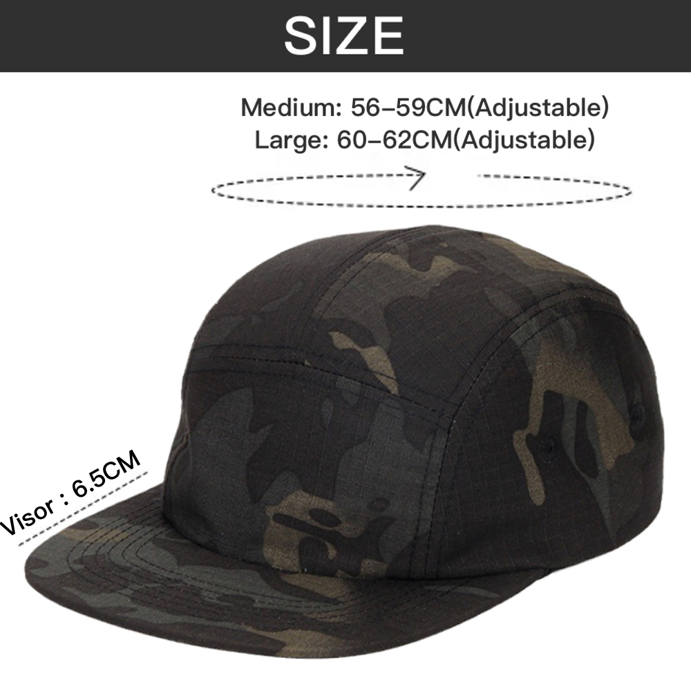 Camouflage-sonnenkappen für herren , 5- panel-cap aus cordura, nyco baseballkappen, unstrukturierte ripstop-caps, ideal zum campen, laufen, wandern und für den campingurlaub, snapback-mütze