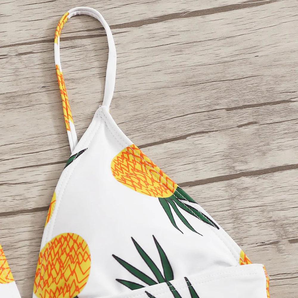 Traje de baño de dos piezas con estampado de sandía y frutas para mujer, traje de baño con efecto push-up para
