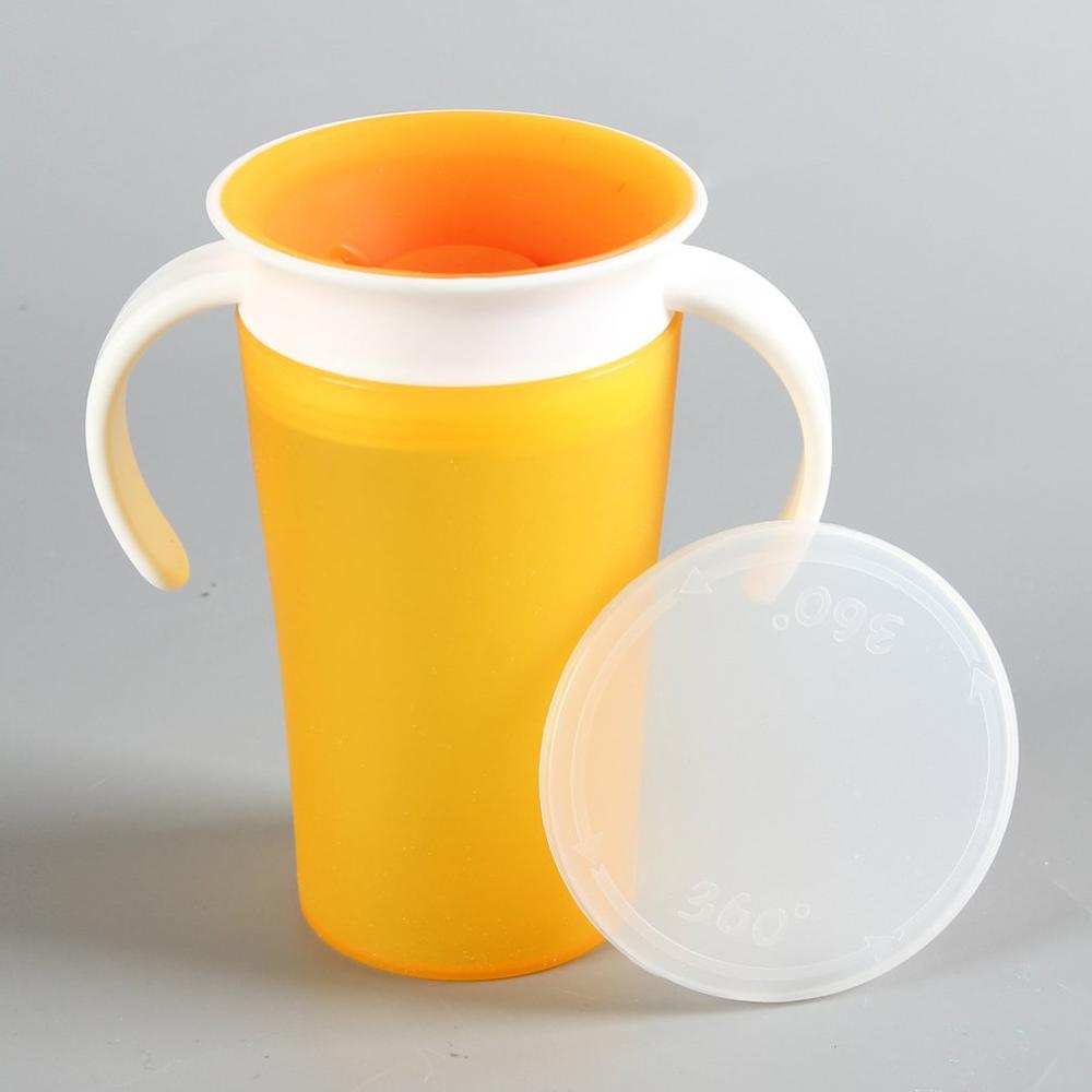360 grad Gedreht Baby Lernen Trinken Ablauf Tasse freundlicher Wasser Fütterung Tassen Flasche mit Doppel Griff kippen Deckel Leck Beweis magie Tasse