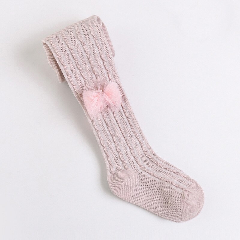 Summer Mesh Thin Baby Tights Lace Bow Princess Baby Girl Tights Pantyhose Soft Cotton Children Stockings Hosiery: Pink / 12-24M