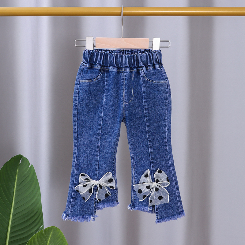 Babyjeans flickbyxor enfärgade jeans för flickor vår höst barn flickor avslappnad stil småbarnskläder