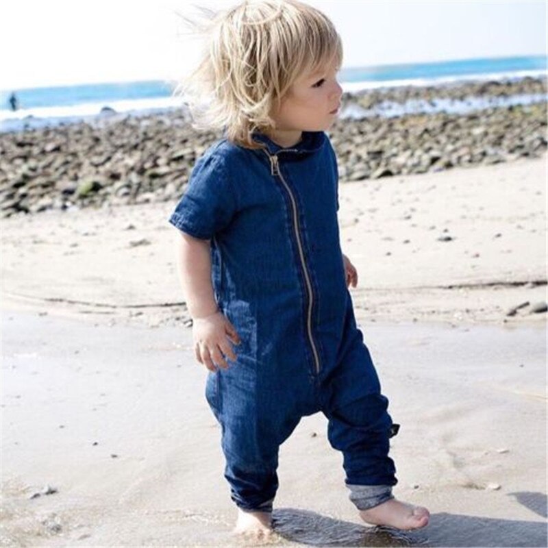 Barboteuse en jean Denim pour bébé, 0-3T, combinaisons de Cowboy pour fille et garçon en bas âge, vêtements de printemps