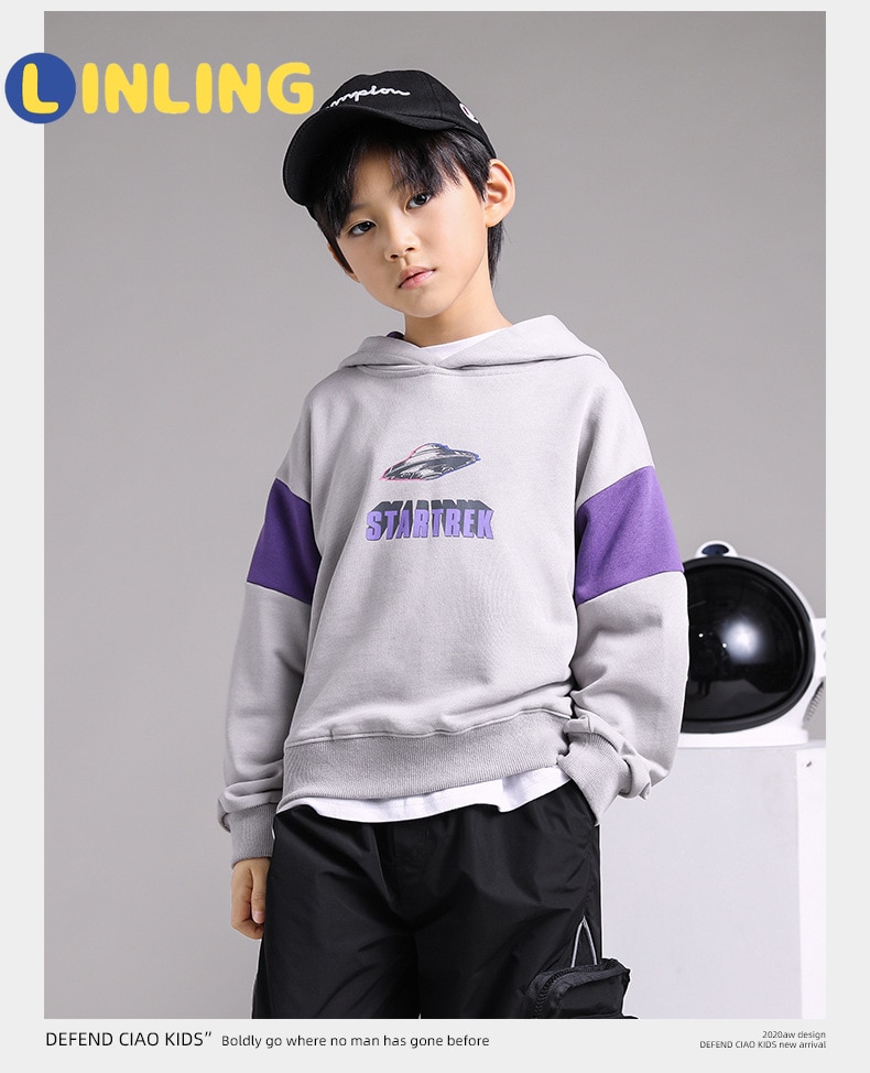 LINLING Cotton Letter Boys Sweatshirt Kids Hoodies Autumn Clothes Long Sleeve Cartoon Top Tees Children Clothing V254