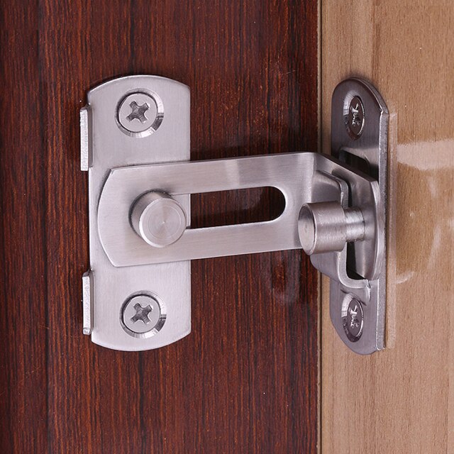 Barn Door Cast Steel Hook Latch Lock Decoration Right Angle Sliding Door Buckle: Silver