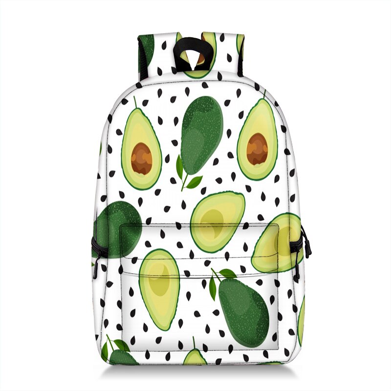 Cartoon Fruits Print Women Backpack Large Capacity Students Travel School Bagpack Avocado Mochila Feminina: qyhshuiguo03x