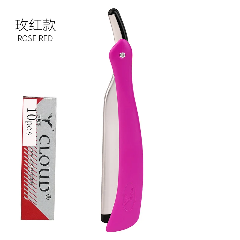 1Set Mannen Rechte Barber Edge Razors Folding Scheren Mes Ontharing Gereedschap Met 10 Stuks Bladen: Rood