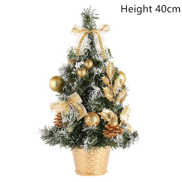 20/30/40CM Mini Table Christmas Tree LED light home Decoration Tabletop Pine Tree Xmas Tree Christmas Decoration Year: 40cm-gold
