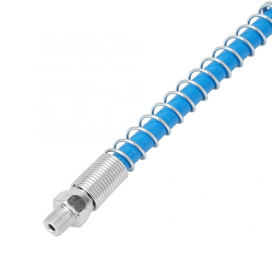 60cm Flexible Grease Gun Whip Hose Coupler Explosion-proof Heavy Duty High Pressure Long Extension Hose W/ Spring Tube