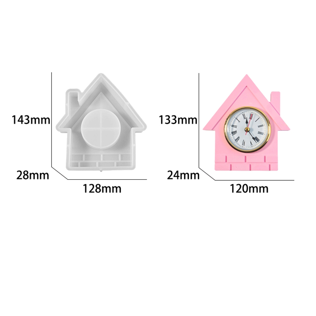 Molde de silicona para reloj pequeño, mesa con números romanos, molde de resina Epoxy para verter, bolsa para casa de pájaros, adorno, molde para hacer cemento: Gris