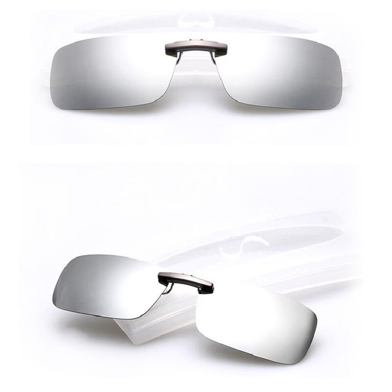Men's Women's Polarized Day Night Vision Clip On Lens Glasses Sunglasses K3NF: Silver