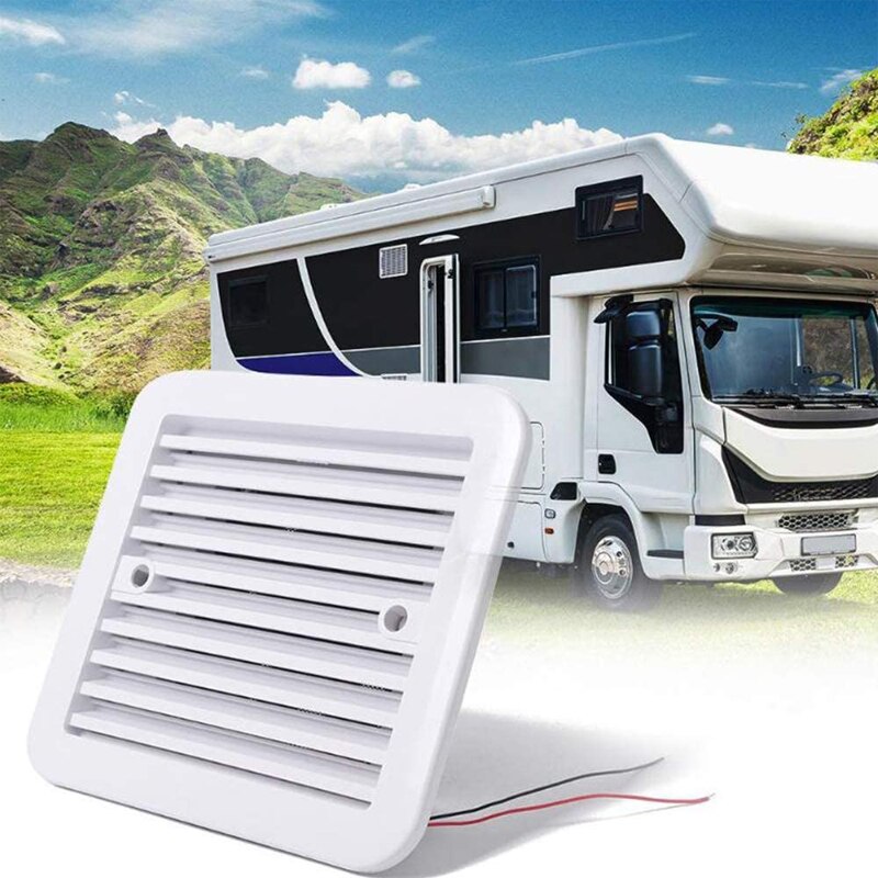 For RV/trailer Exhaust Fan Plastic Cooling Waterproof 12V/24V Rv Trailer Caravan Side Air Vent Ventilation Blade Fan White 1 Set
