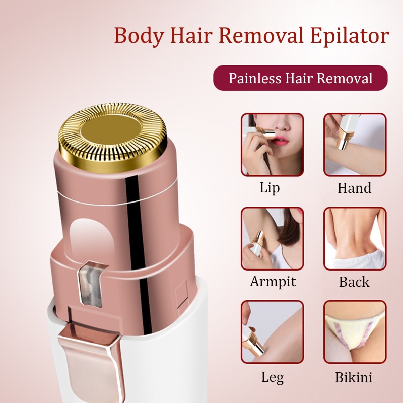 2 in 1 genopladelig epilator elektrisk øjenbrynstrimmer kvindelig krop ansigts læbestift form hårfjerning mini smertefri barbermaskine