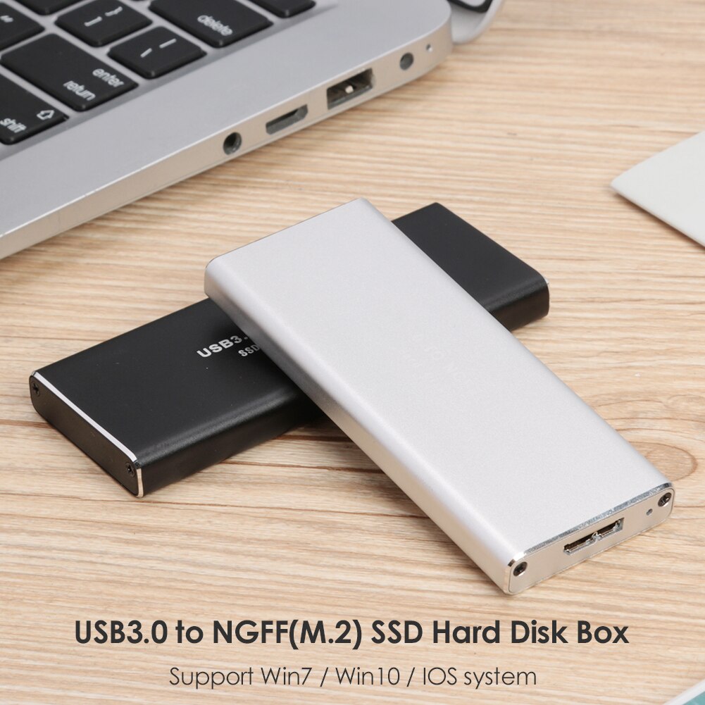 USB 3.0 M.2 NGFF Box Adapter 2230 2242 2260 2280 SSD External Enclosure Case HDD Case with USB Cable Pouch