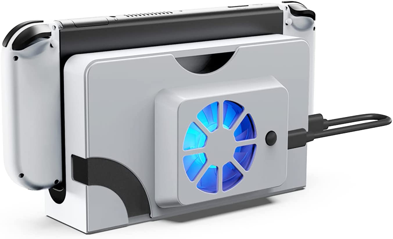 Refroidisseur Oled pour Nintendo Switch, accessoires de jeu, contrôle de la température, ventilateur de refroidissement pour Console de jeu, avec câble USB: WHITE