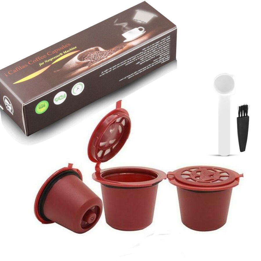 ICafilas-filtros de café para cafetera Nespresso, cápsula de plástico rellenable, reutilizable, Nescafé: Caqui oscuro