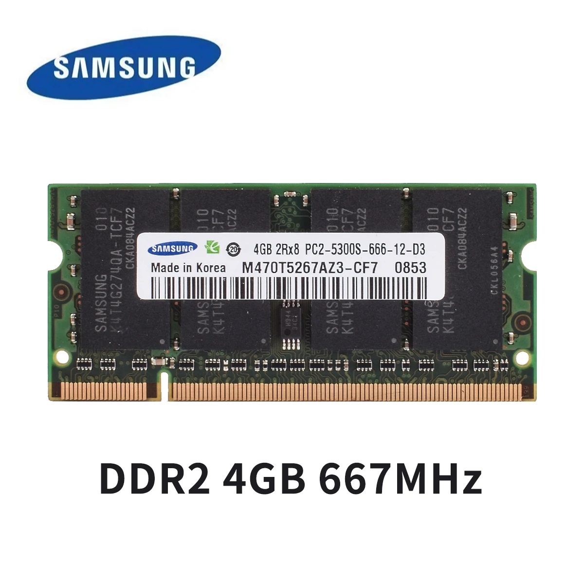 Samsung Laptop RAM SODIMM DDR2 DDR3 DDR4 Memoria 2400 1600 1333 800 667 MHz 2 GB 4 GB 8 GB 16 GB Hochleistungs-Notizbuch Sodimm RAM