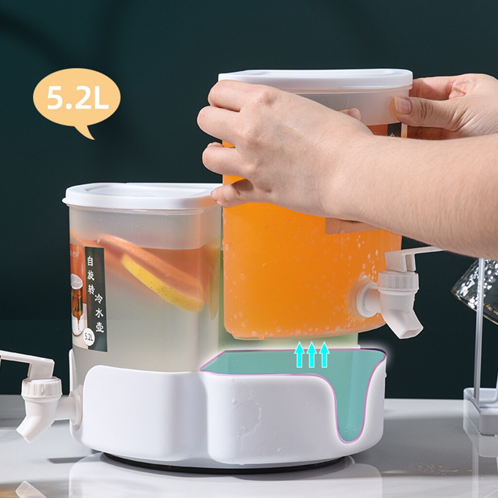 360 Turntable Refrigerator Lemonade Jug Mix Drinks Beverage Dispenser for Cold Juice Beverage Jar Pitcher Water Jug BPA free