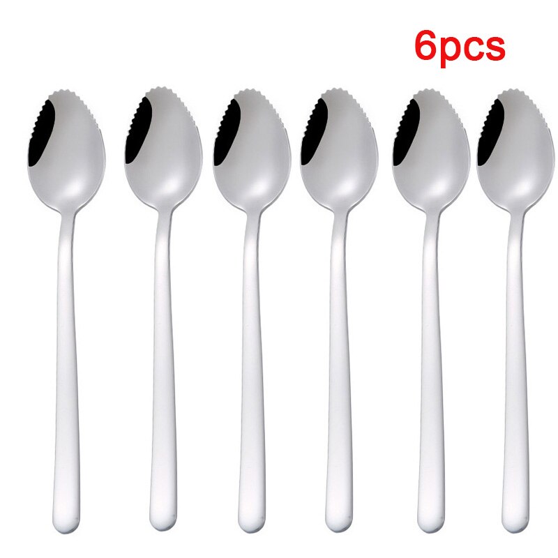 Cuillère à Dessert, cuillère, pamplemousse, fruits en forme de fruits en acier inoxydable, enfants ustensiles de table pour bébés, Gadget de cuisine accessoires de cuisine 6 pièces: Silver