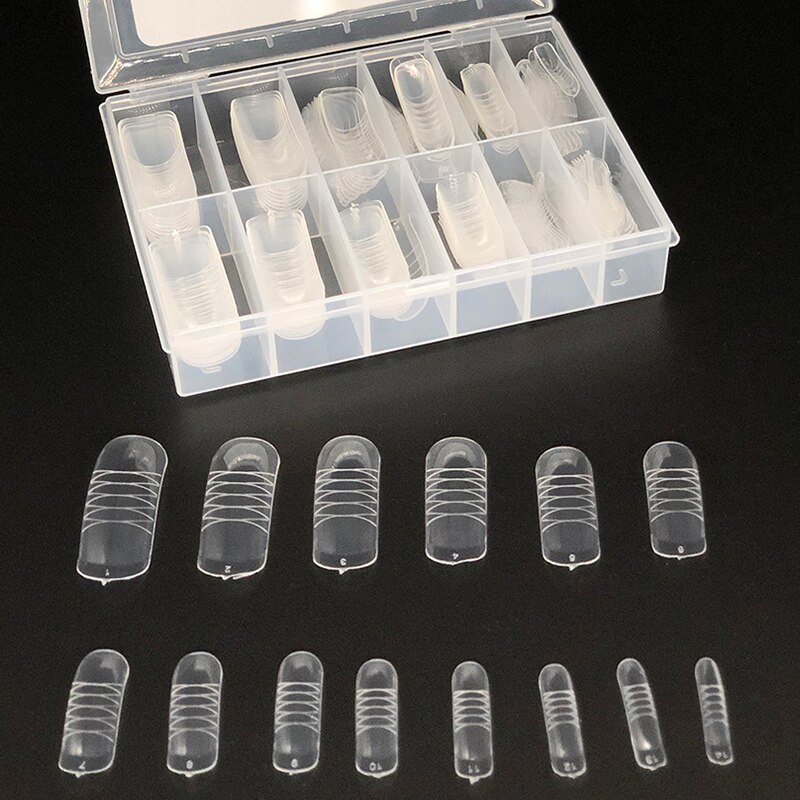 Kit de moldes para puntas de uñas, gel acrílico de construcción rápida, UV, plástico de buena , para extensión de uñas, estilo francés,: B 140pcs with box