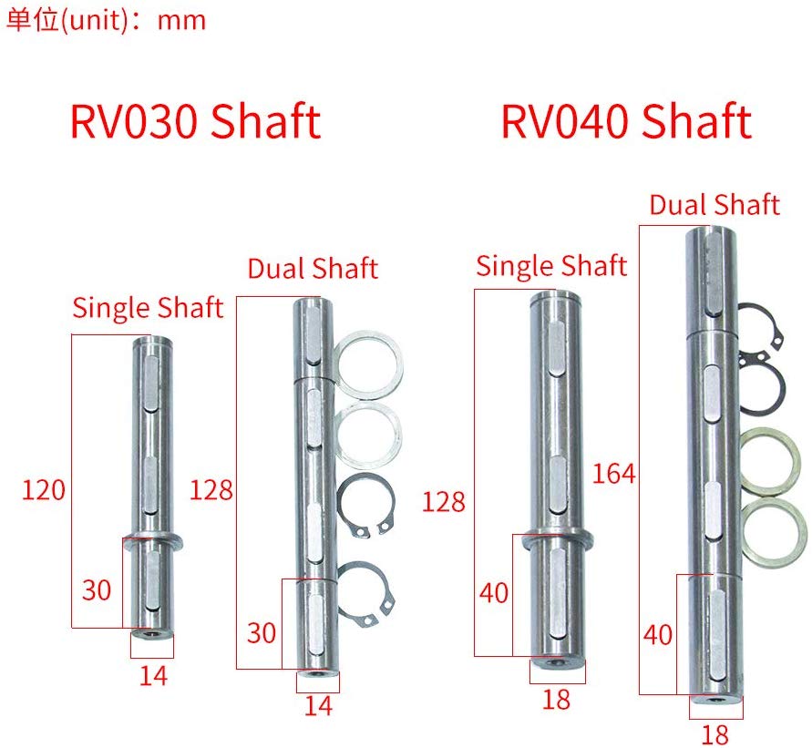 Double Output Shaft Fit for Worm Gearbox NMRV040 Double Output Shaft+Gaskets+S ring+Corner pin Diameter 18mm For 040 Gearbox