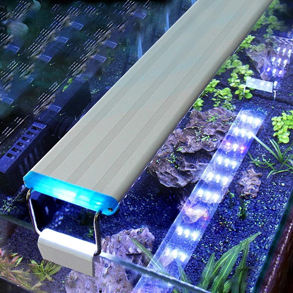 NICREW-Lámpara de Clip de luz LED delgada para acuario, iluminación LED azul y blanca, resistente al agua, brillante, 18-58cm