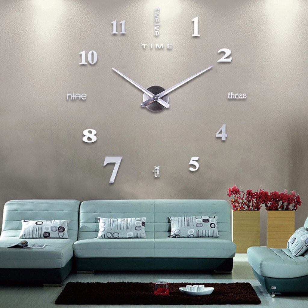 Moderne Diy Aantal Wandklok 3d Spiegel Oppervlak Sticker Art Giant Wandklok Horloge Met Romeinse Cijfers Klok Home Office decor