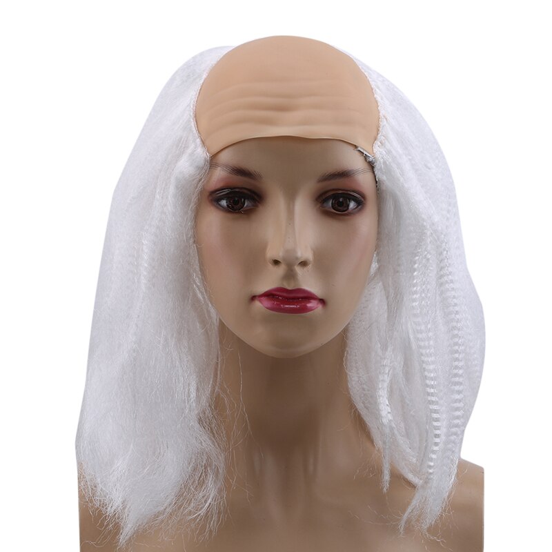 Funny Bald Wig Masquerade Show Cosplay Old Man White Black Bald Wig April Fool's Day Halloween Theme Party Props Supplies: Grayish white