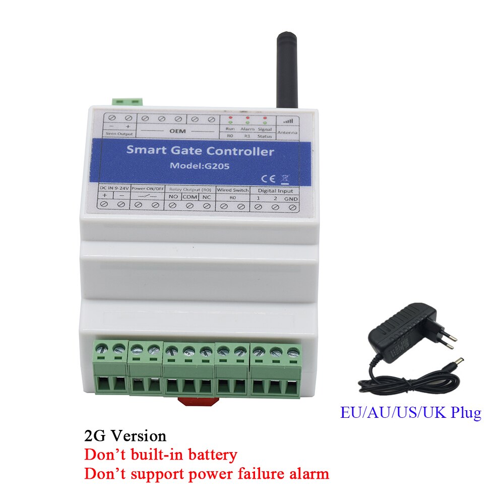 DIN-rail GSM 4G SMS Single Relay Gate Opener ON/OFF Switch For Sliding Swing Opener Power Failure Alarm: 2G Version Kit B