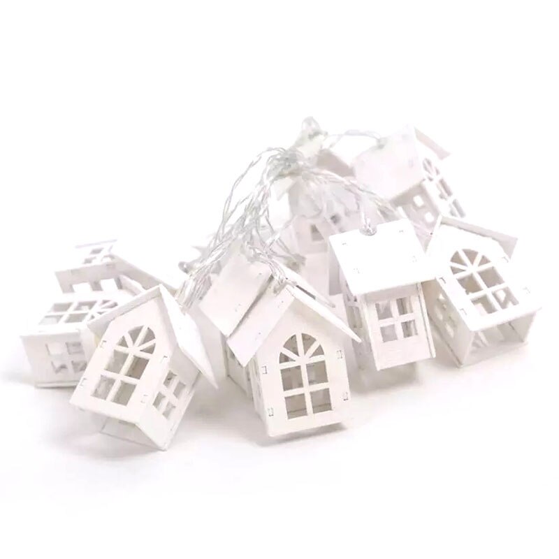 Led kärlek hjärta bröllopssnöre ljus jul led fairy citron diamant ananas hus batteri ljus inomhus fest trädgård girlander: Trähus / 3m 20 lysdioder