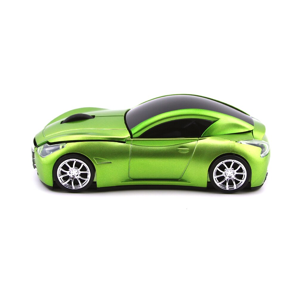 2.4Ghz Wireless Optical Mouse Sports Car Shaped Computer Mouse 1600DPI USB Ergonomic Gaming Mice 3D Mini PC Mause For Gamer Kids: Green
