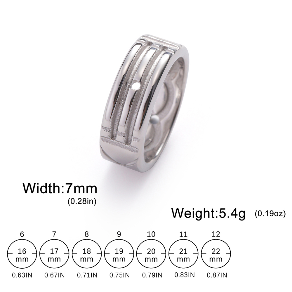 Teamer-Anillo ancho geométrico de acero inoxidable para mujer y hombre, pareja, minimalista, Color plateado, joyería de compromiso: 7