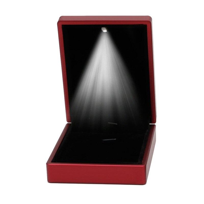 JAVRICK LED Lighted Earring Ring Box Wedding Engagement Ring Jewelry Display: Red