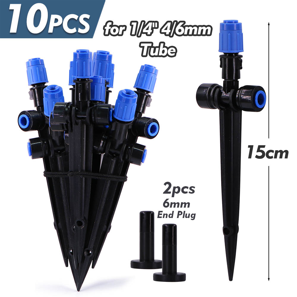 1/2" Garden Bubbler Irrigation Watering System 360° Adjustable Sprinkler 15 to 6mm Quick Connect Micro Drippers Sprayer PE Hose: Blue