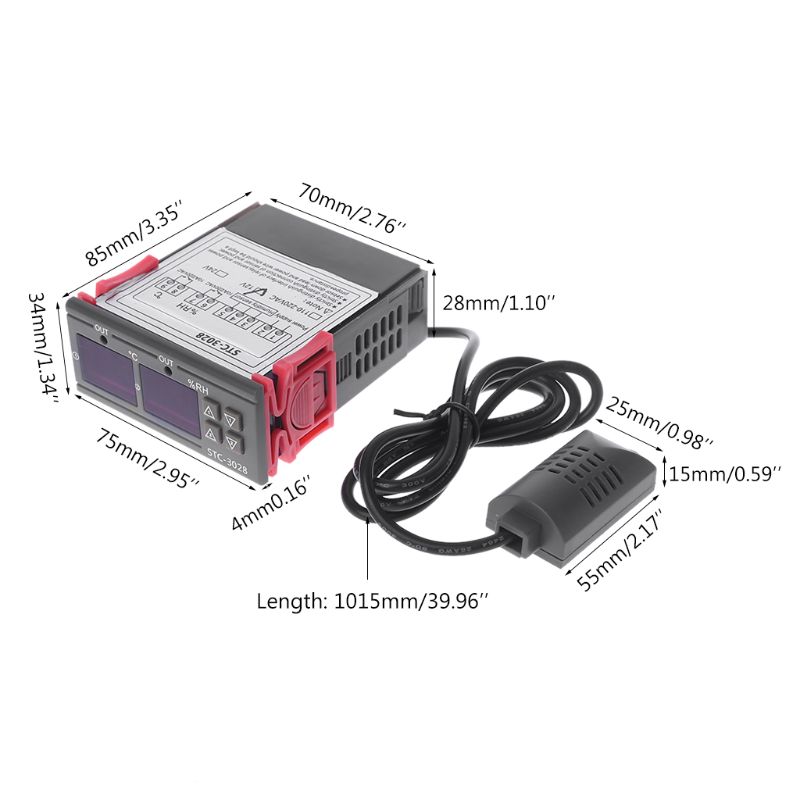Digital Temperature and Humidity Controller Thermostat and Humidistat Double Display AC 110V 220V DC 12V 24V 10A