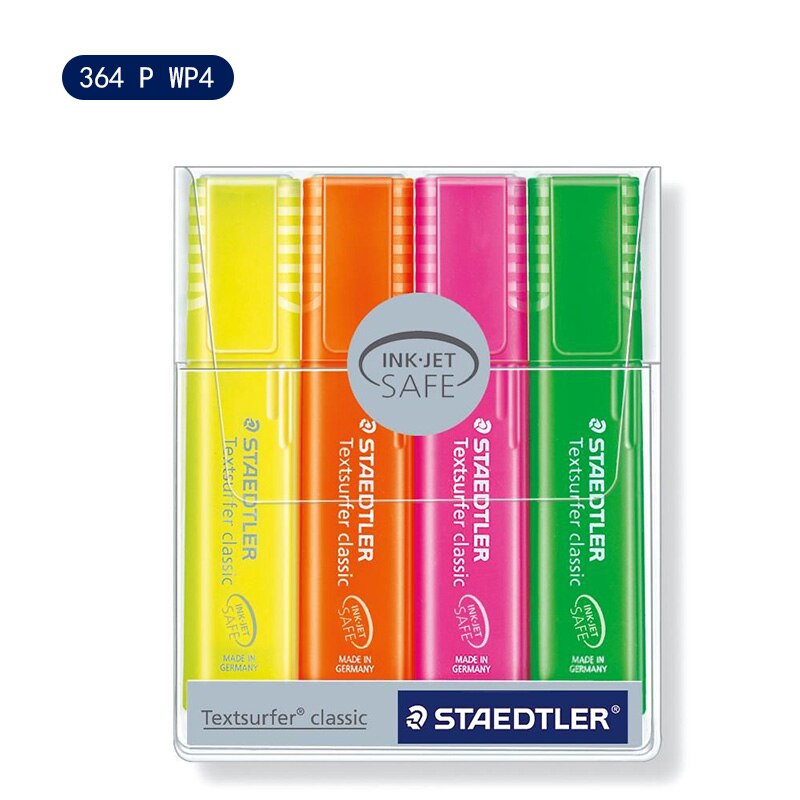 Staedtler Textsurfer Klassieke 4/6/8Pcs Highlighter Pennen Set 364 P WP8, inkt Jet Safe1-5mm Marker Liner Papier Fax Tekening A6110: 364 P WP4