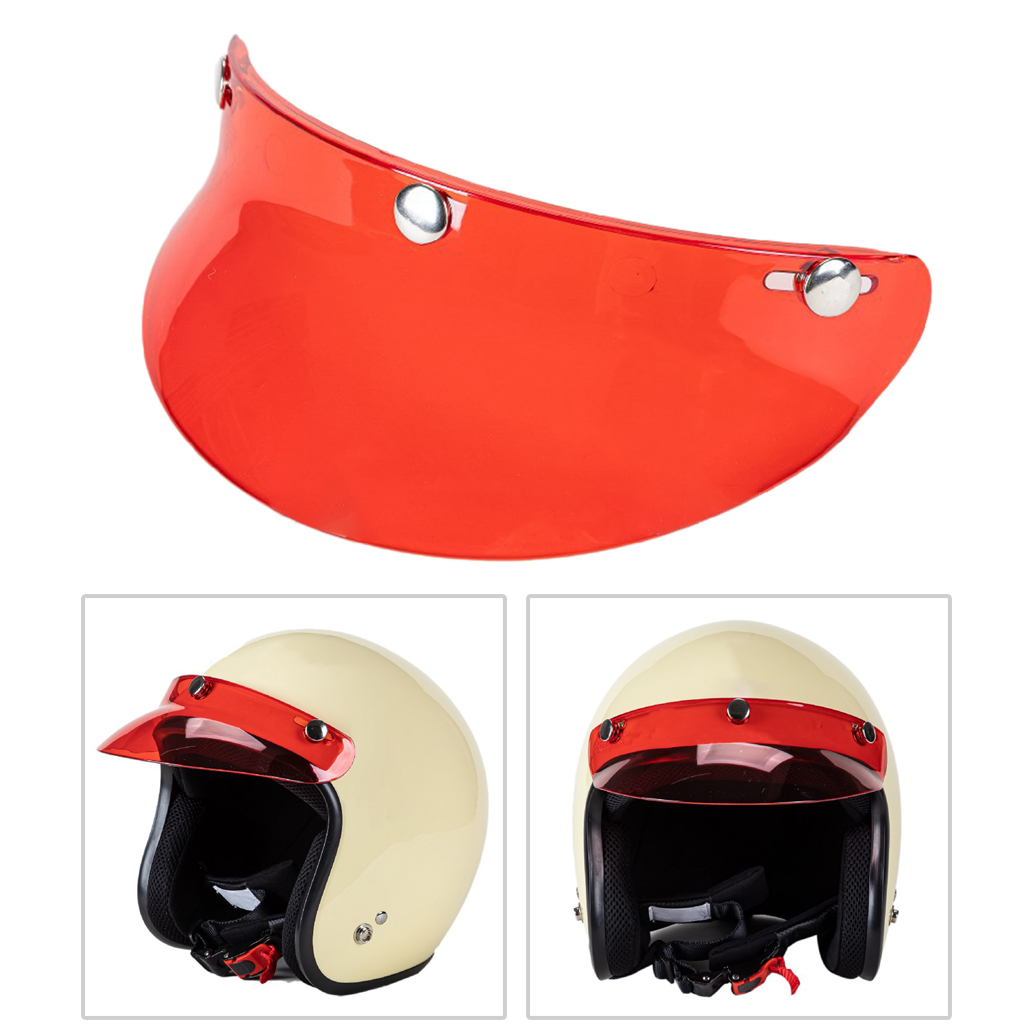 Universal- 3-schnappen Motorrad Helm Visier Spitze UV Sonnenschutzdach Sonnenschutz Schild: transparent rot