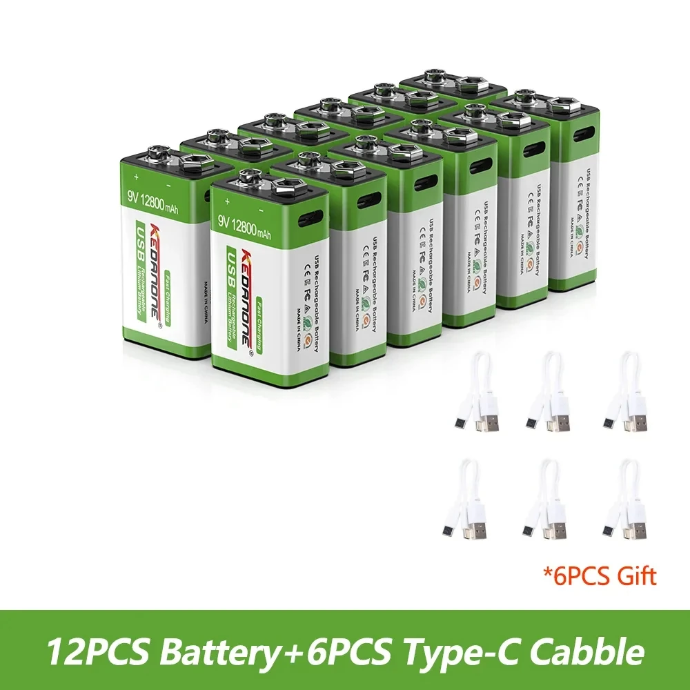 9V 12800mah Lithium-Ionen-Akku Typ-C USB-Akku 9V Lithium für Multimeter Mikrofon Spielzeug Fernbedienung KTV: Orange