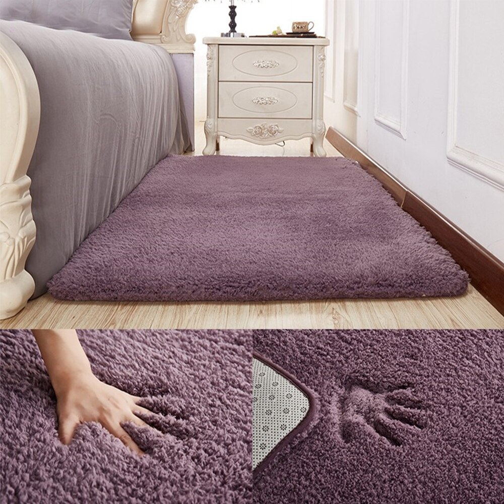 Tie Verven Pluche Zachte Tapijten Shaggy Anti-slip Absorptie Warm Vloermatten Interieur Tapijt Tapete voor Slaapkamer Woonkamer kamer Keuken: purple / 40x60mm