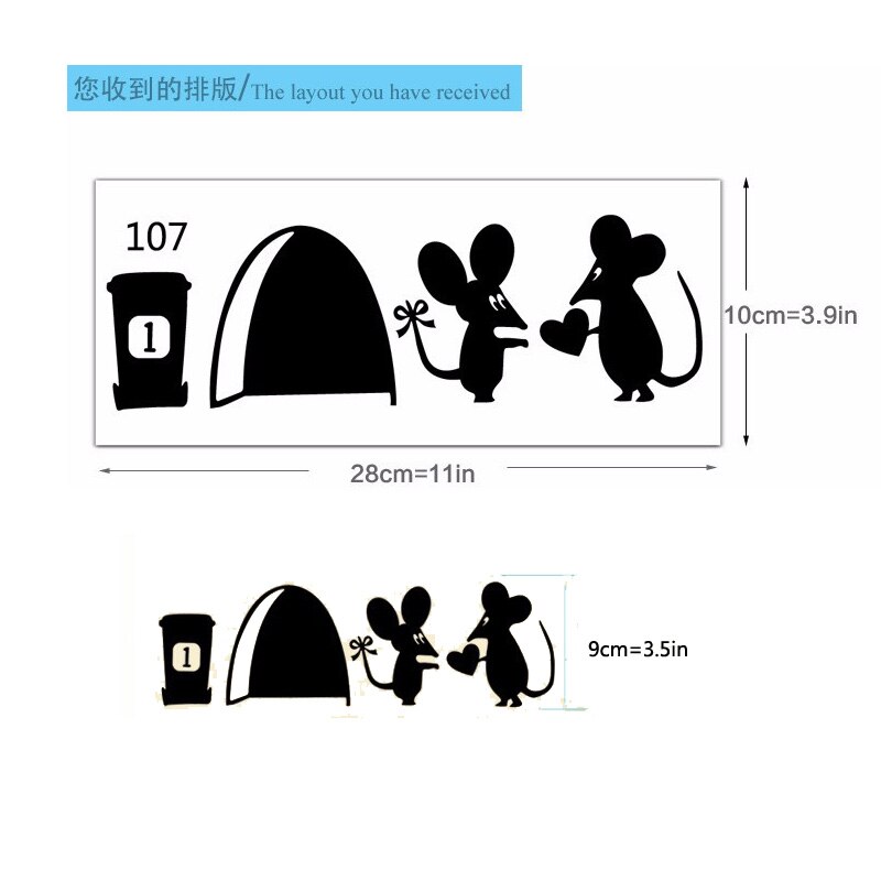 Cartoon Verwijderbare Wc stickers op de muur Leuke Liefhebbers kleine muis Socket Schakelaar Muursticker DIY Decal Home Decor Decal