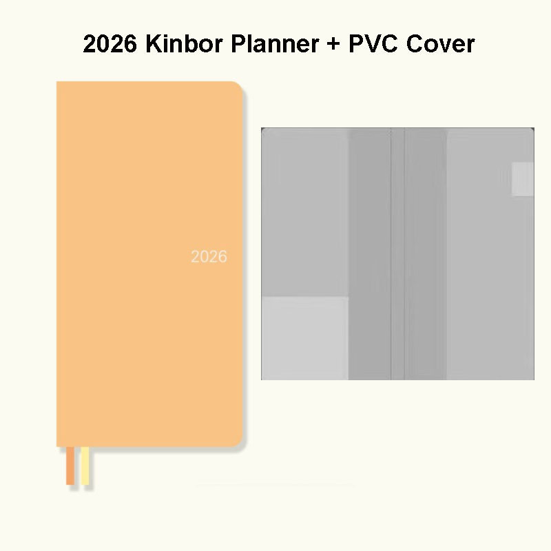 Kinbor Planner Notebook Yearly/Monthly/Weekly Organizer Handbook Goal Tracking Annual Goals Doodling Small Notepad: Peach